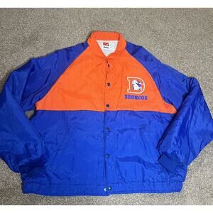 Vintage Broncos NFL Nylon 80s Button Up Jacket XL Made In USA Swingster